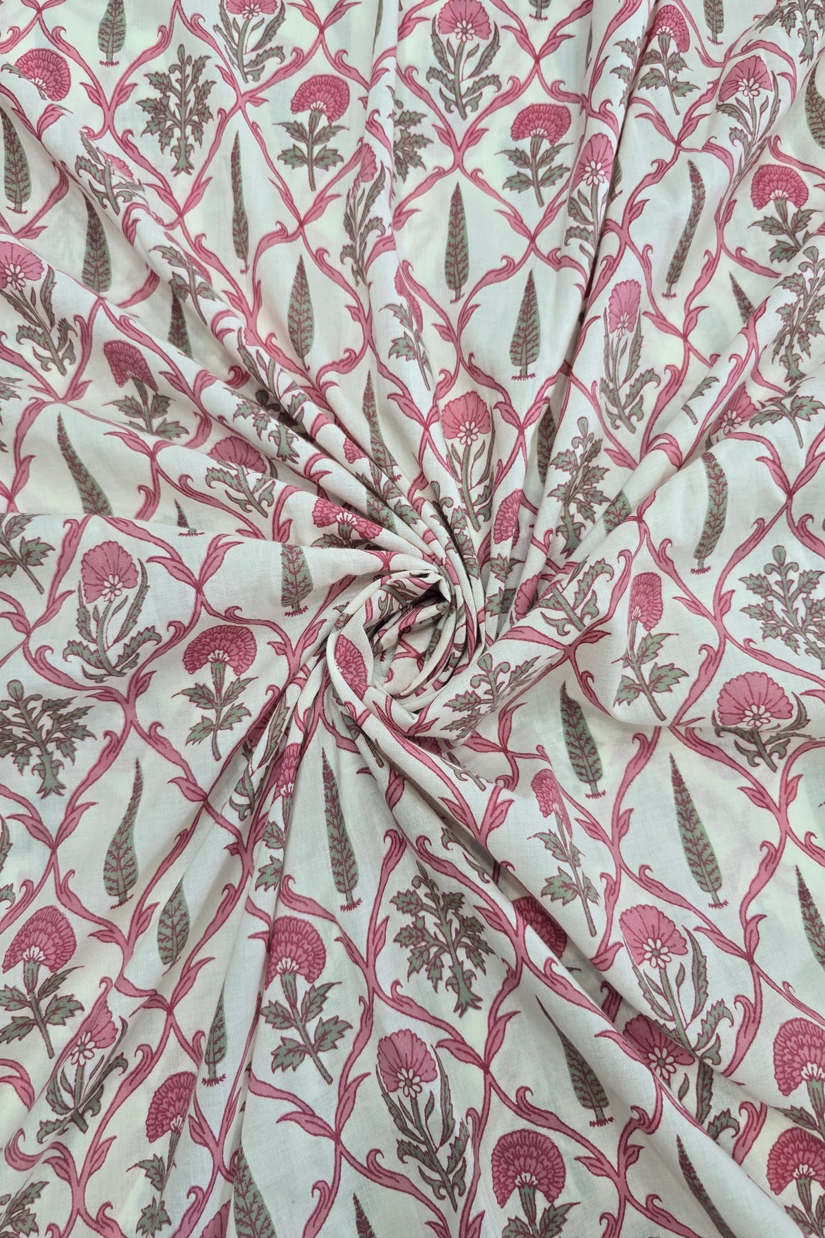 Pine Tree & Primrose Printed Cotton Fabric
