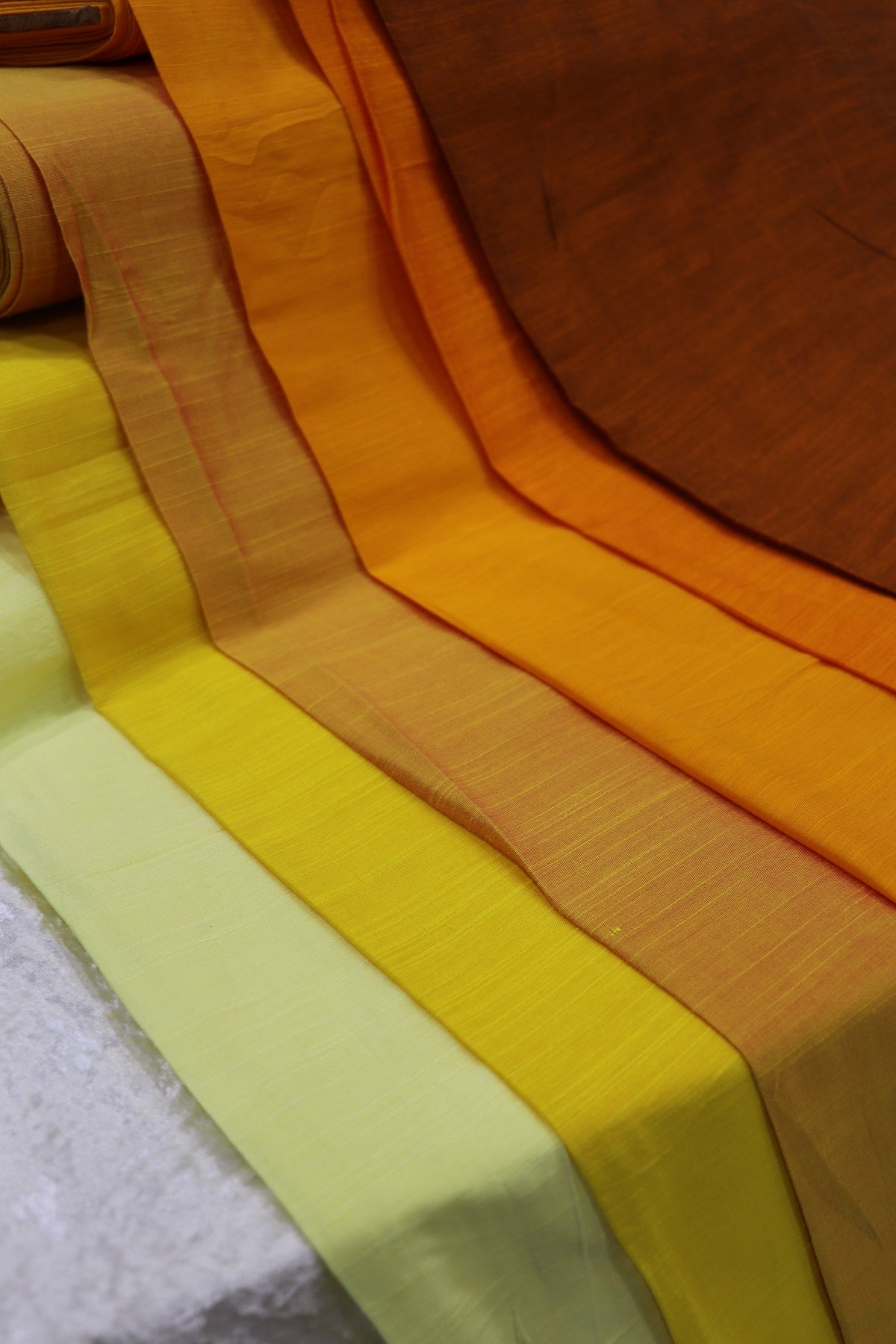 Hues Of Yellows Semi Soft Raw Silk Fabric