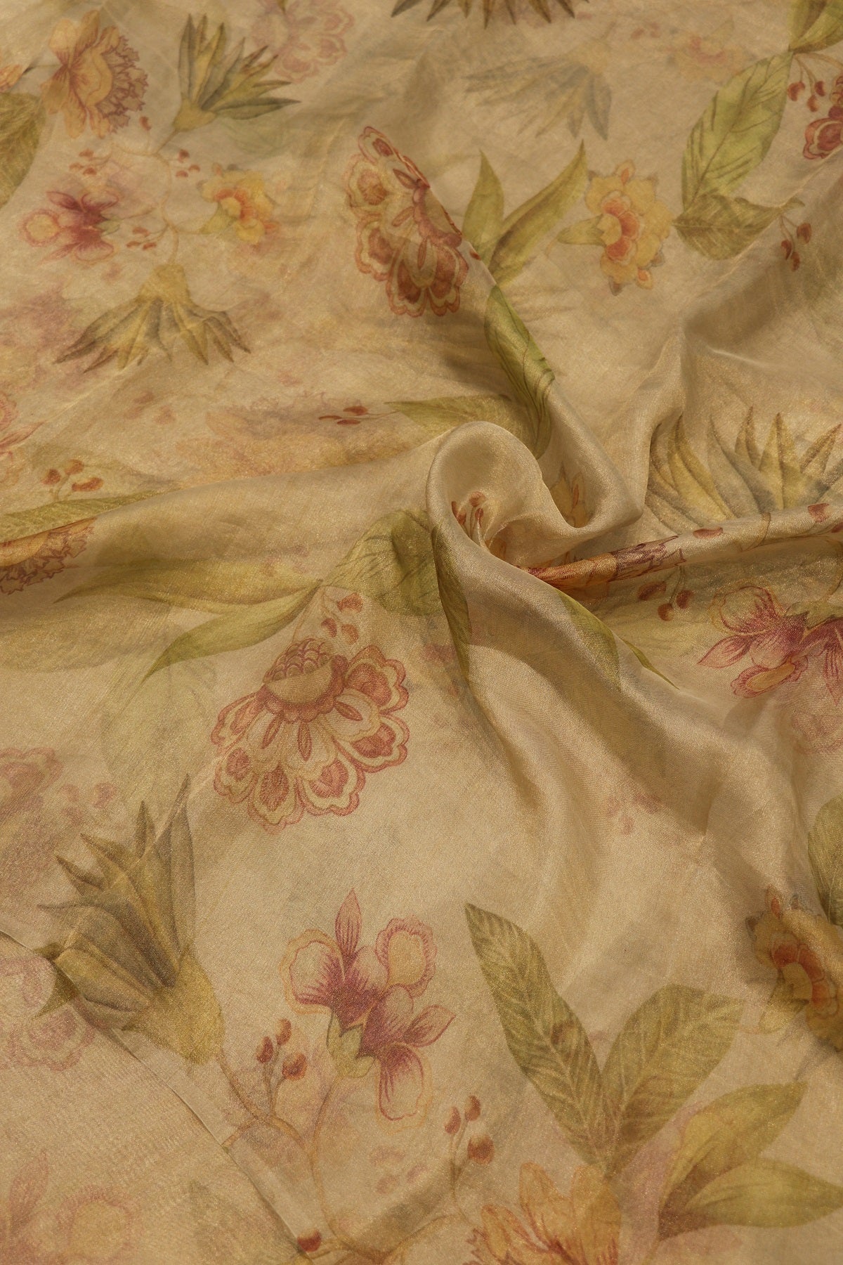 Pure Tissue Big Scattered Organza Floral Printed Fabric