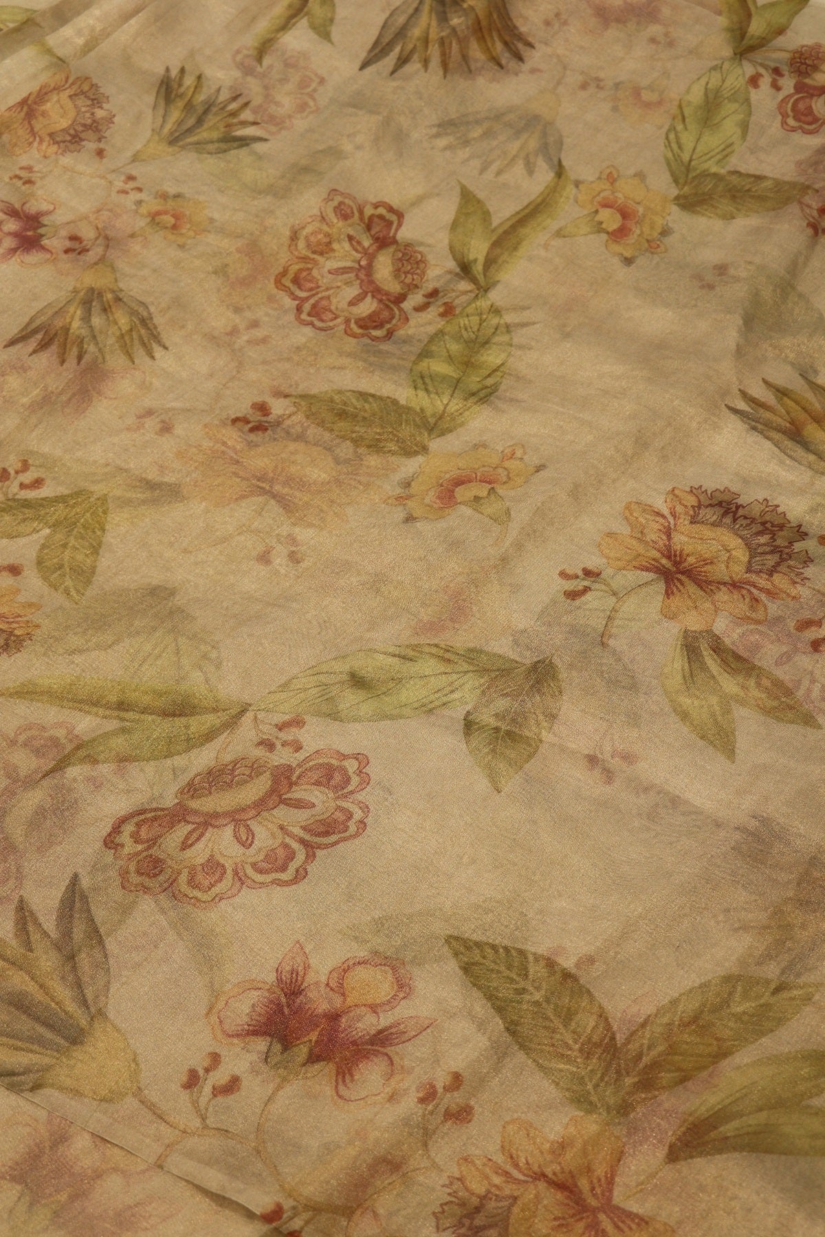 Pure Tissue Big Scattered Organza Floral Printed Fabric