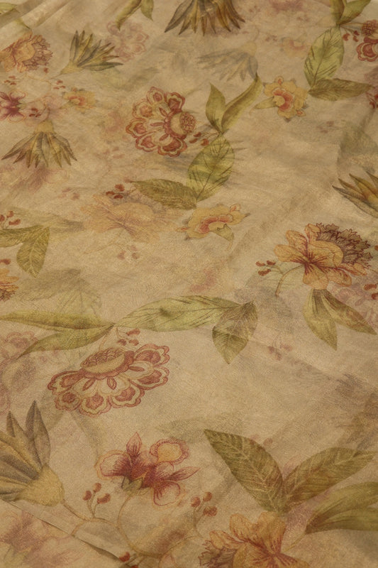 Pure Tissue Big Scattered Organza Floral Printed Fabric