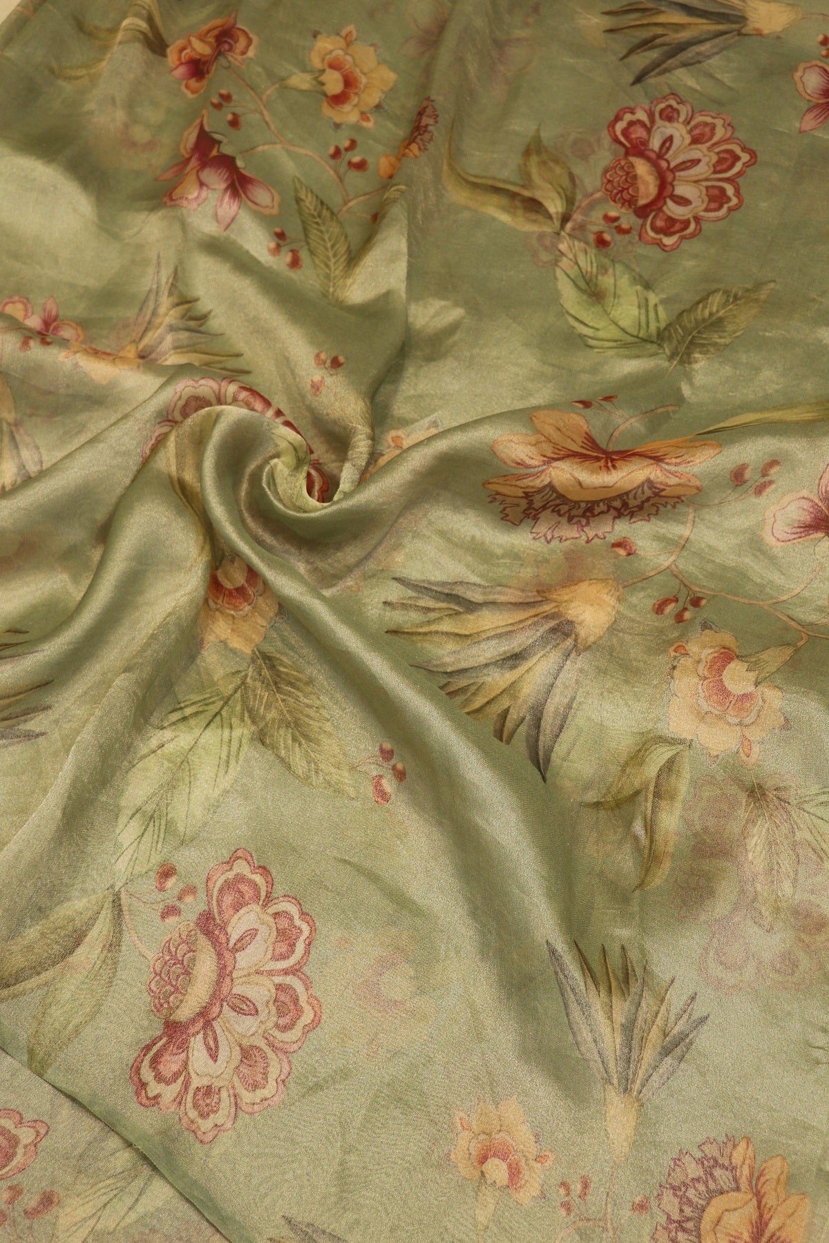 Pure Tissue Big Scattered Organza Floral Printed Fabric