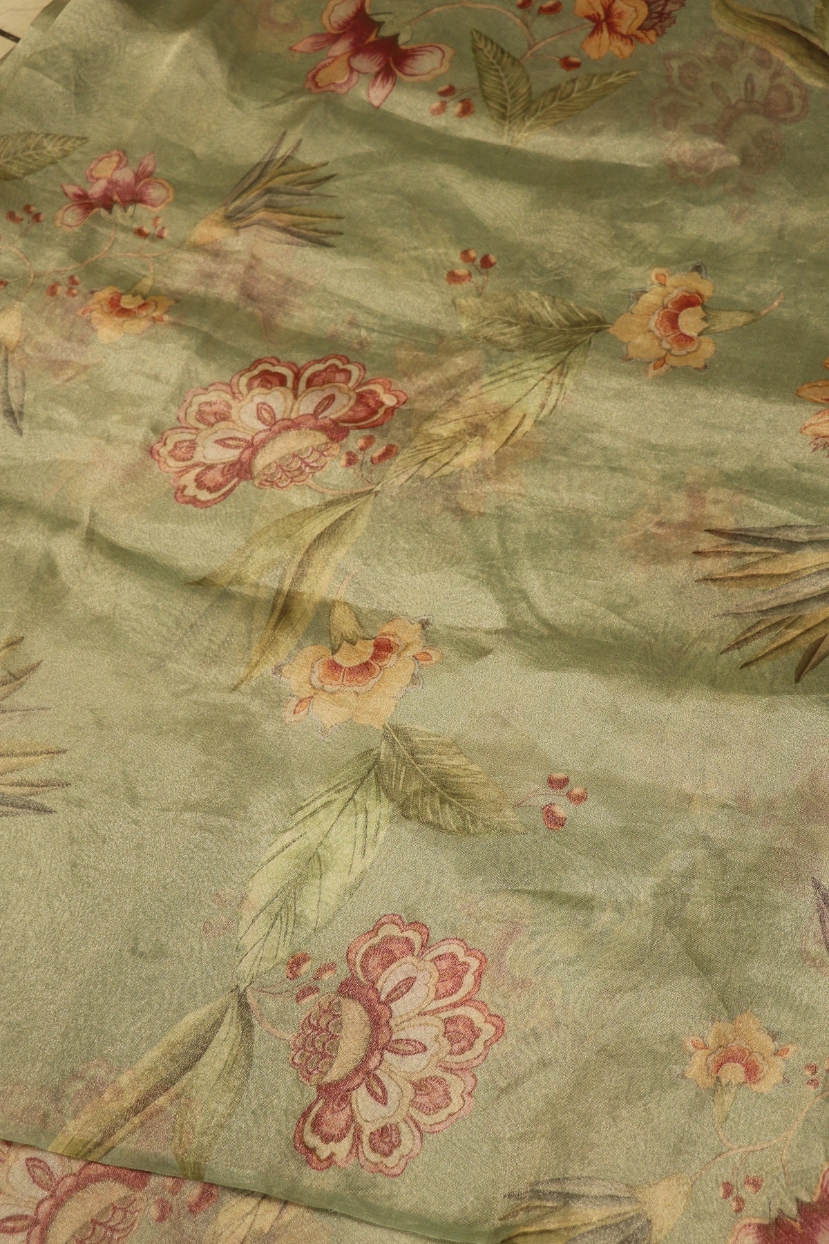 Pure Tissue Big Scattered Organza Floral Printed Fabric