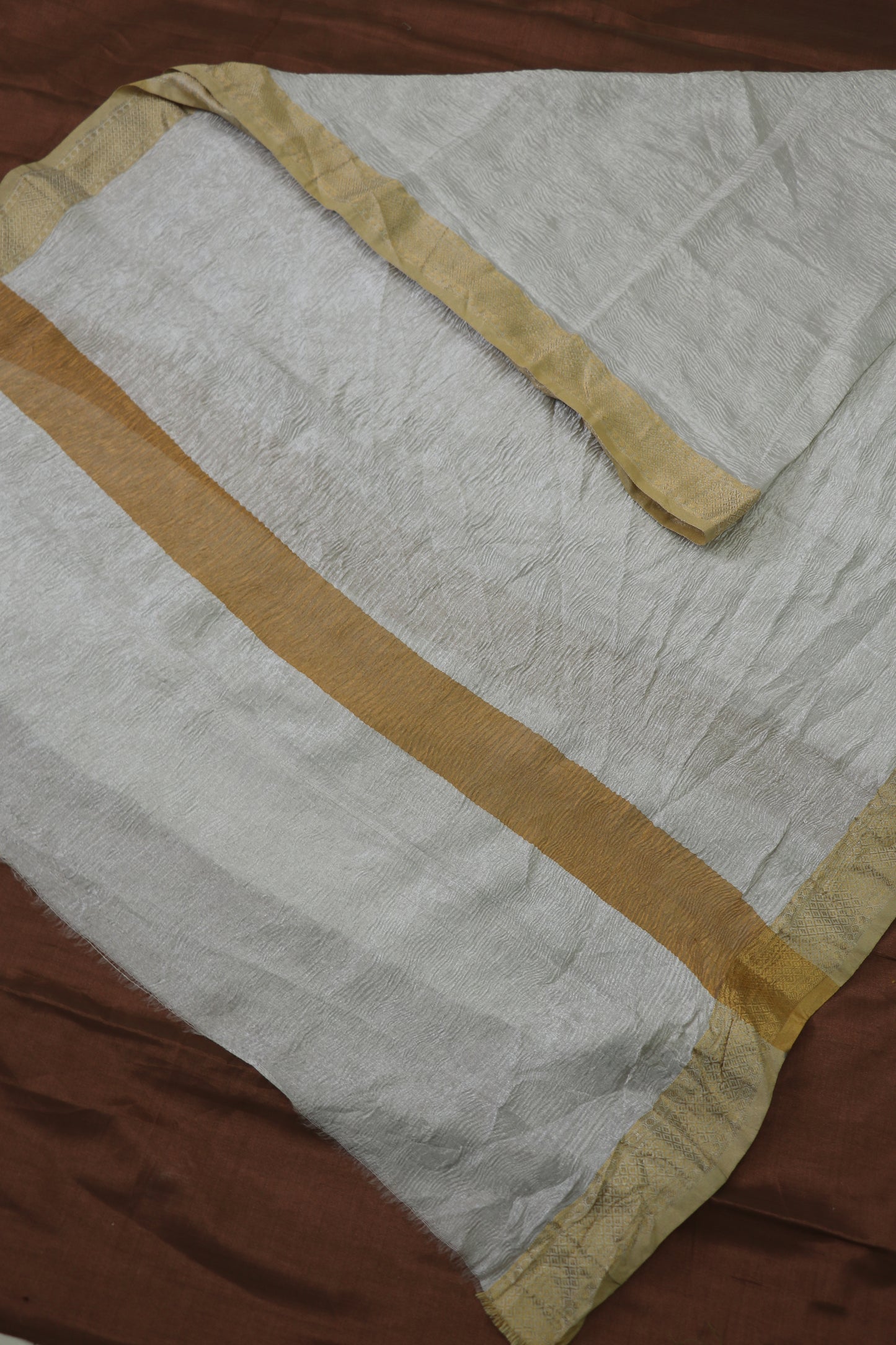 Pure banarasi tissue crushed dupattas with gold zari weaved buttis