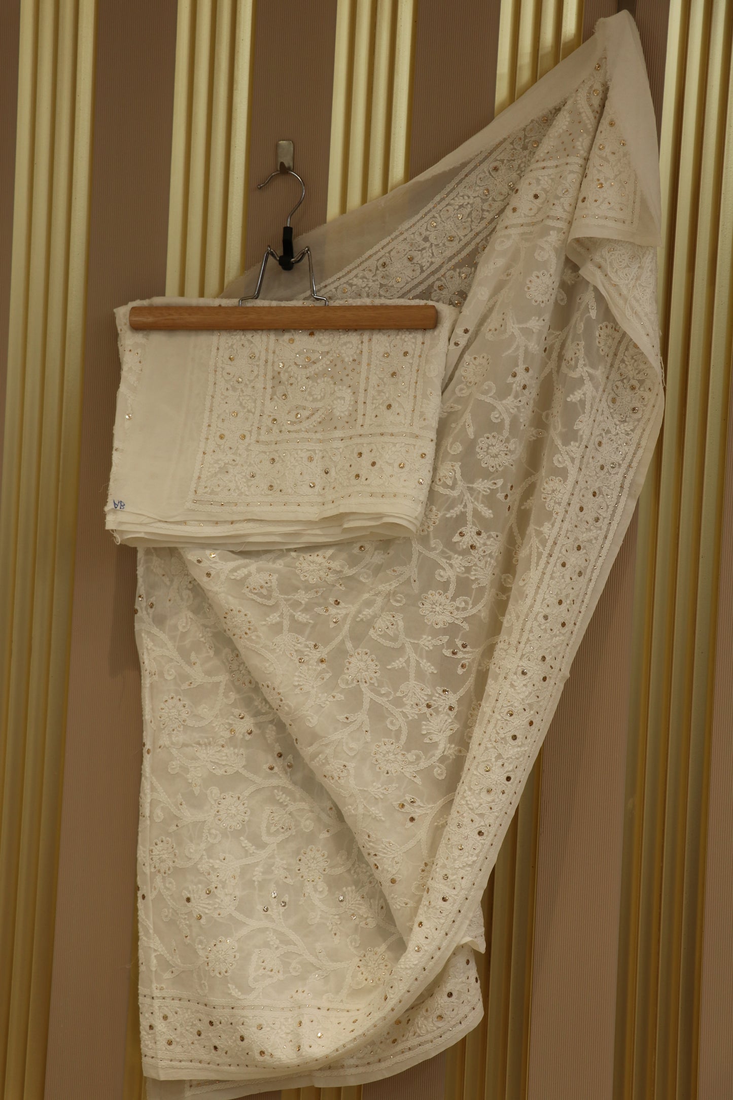 Pure georgette Lucknowi white chikankari dupattas with hand worked mukaish/kamdani work