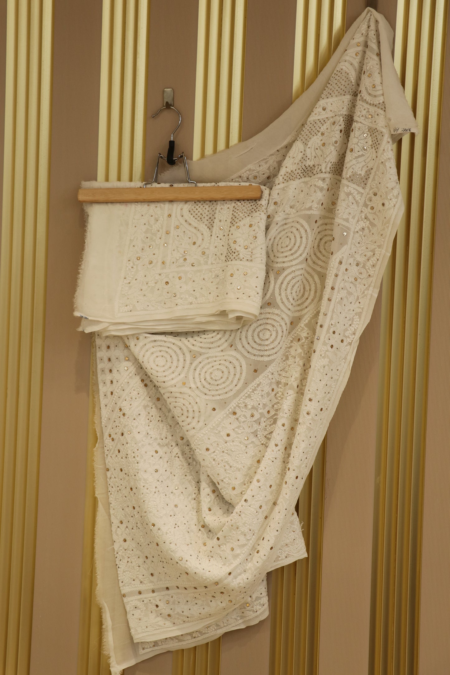 Pure georgette Lucknowi white chikankari dupattas with hand worked mukaish/kamdani work