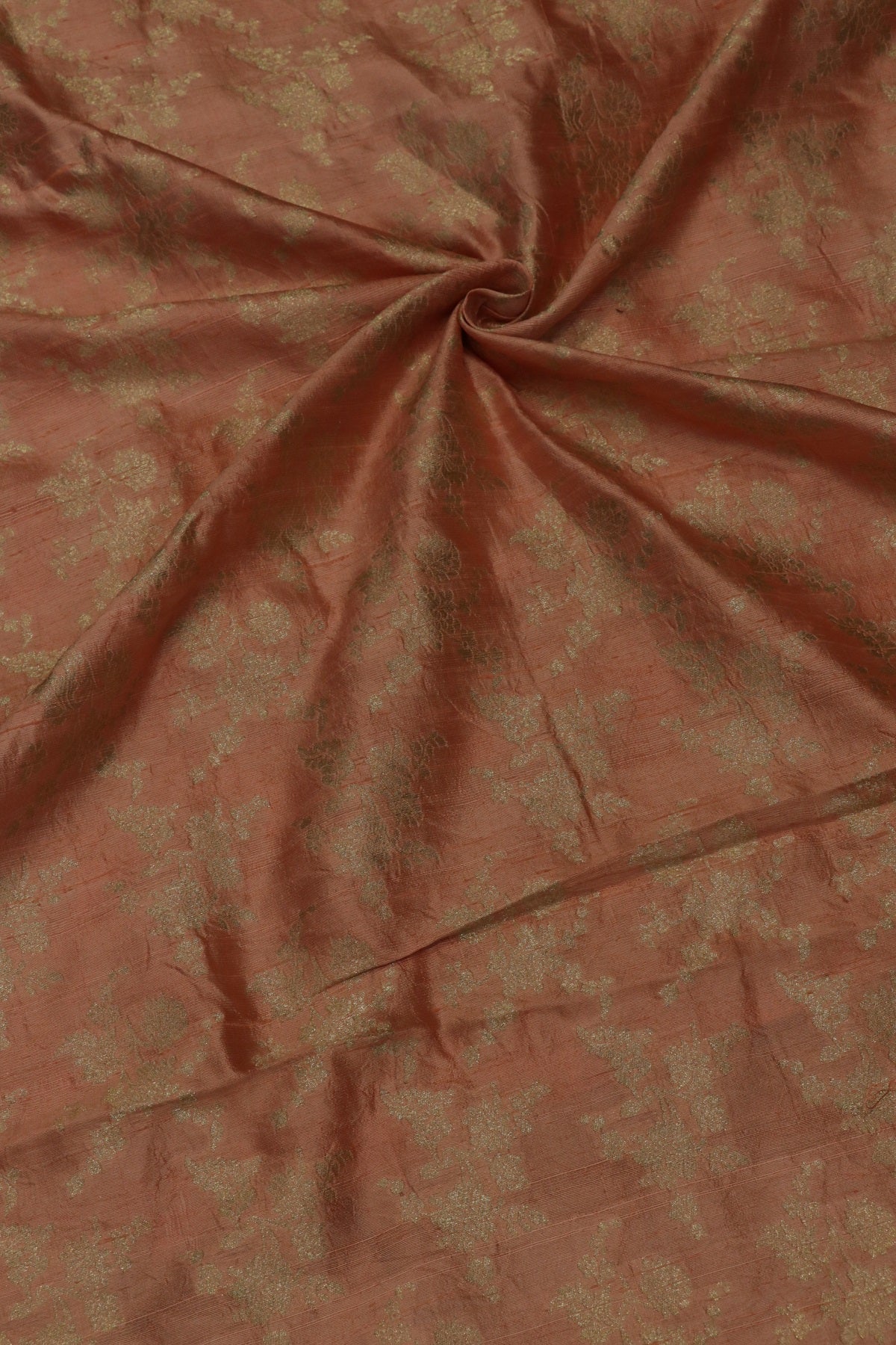 Floral Golden Zari Woven Pure Raw Silk Fabric