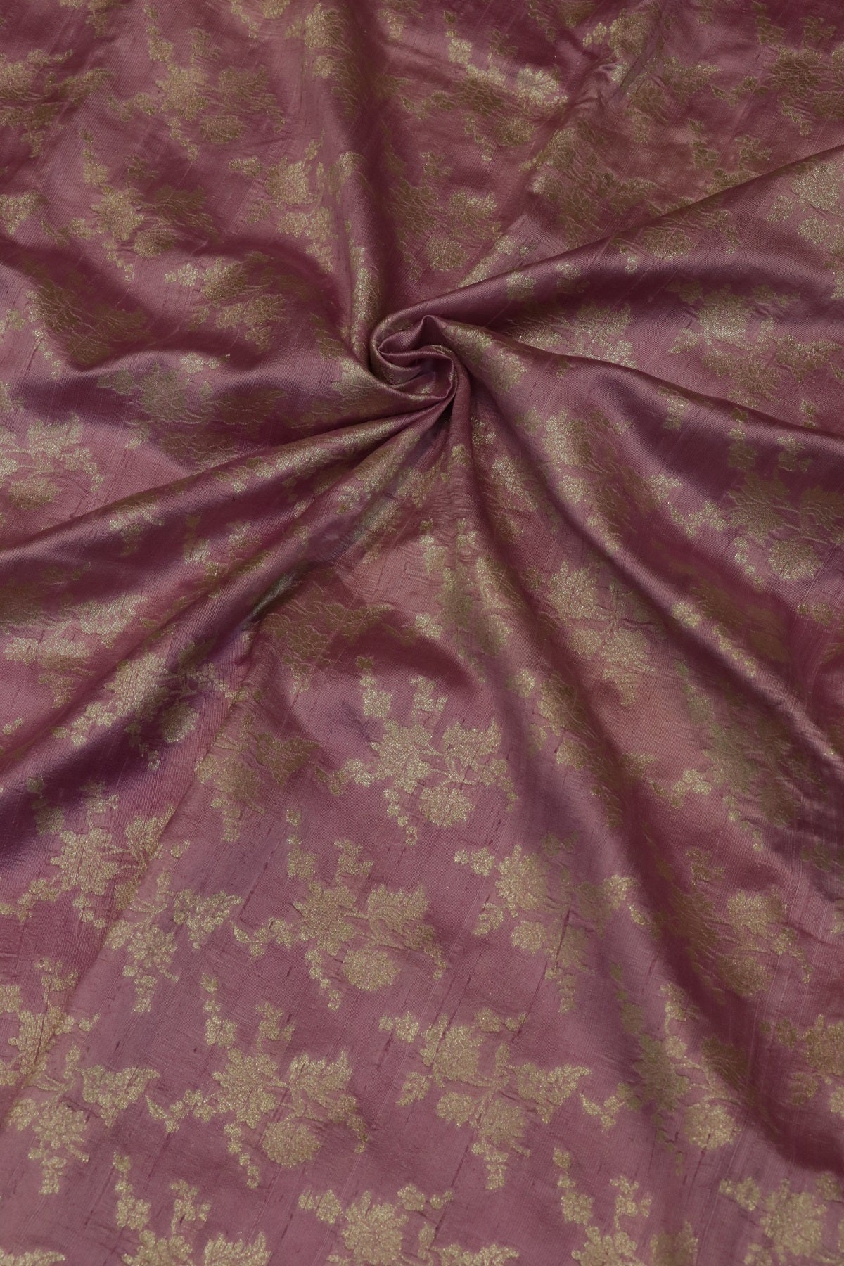 Floral Golden Zari Woven Pure Raw Silk Fabric