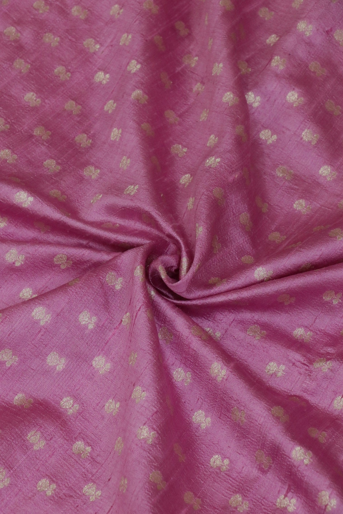 Golden Zari Floral Motif  Woven Pure Raw Silk Fabric