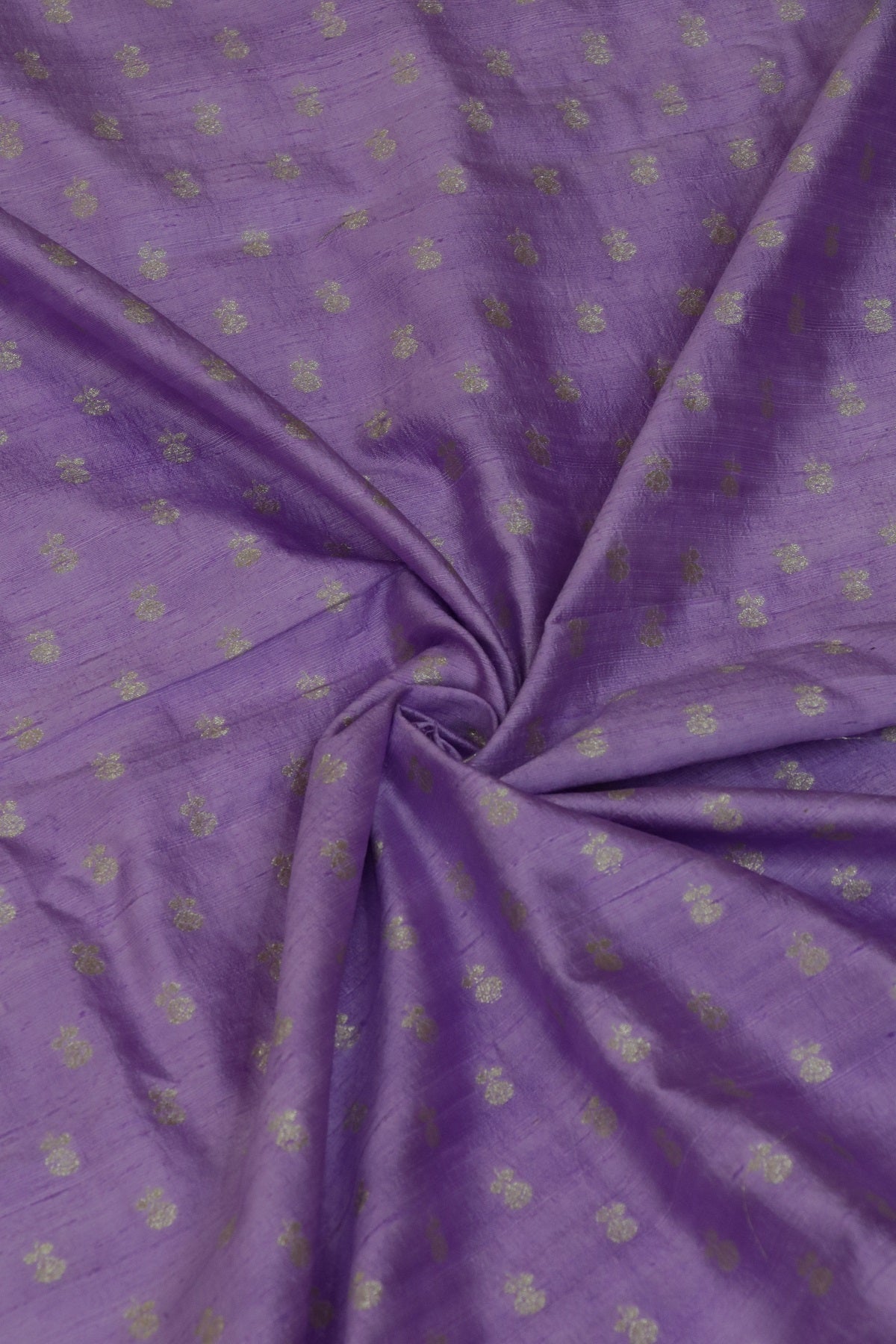 Golden Zari Floral Motif  Woven Pure Raw Silk Fabric