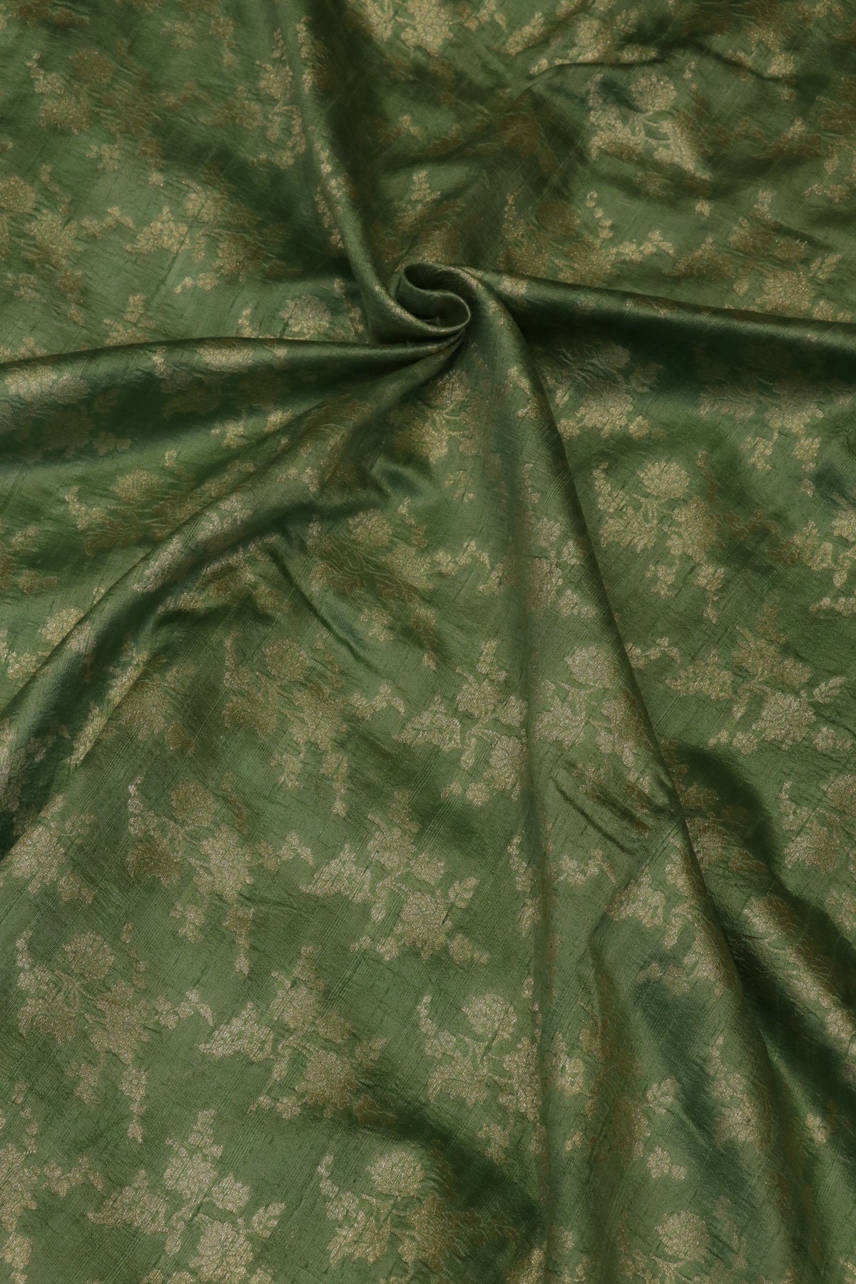 Floral Golden Zari Woven Pure Raw Silk Fabric