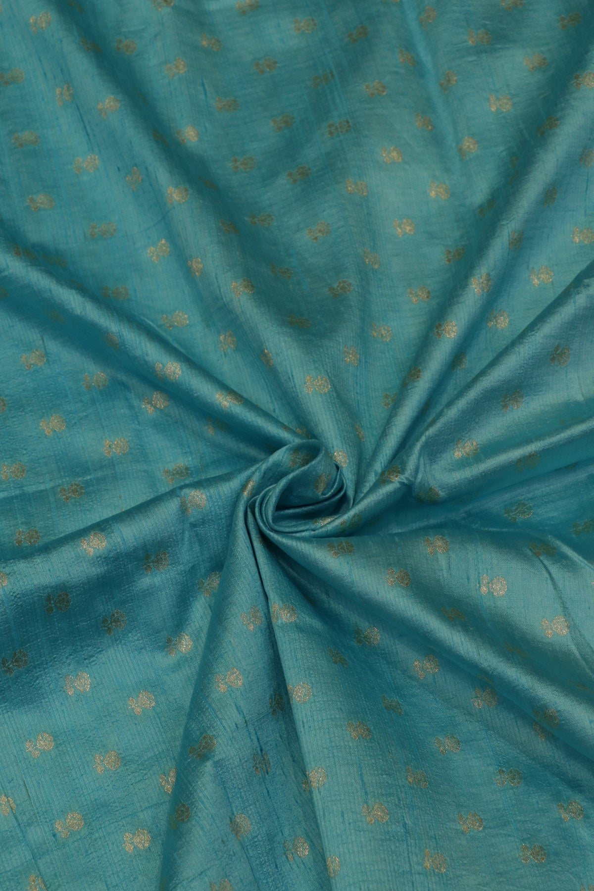 Golden Zari Floral Motif  Woven Pure Raw Silk Fabric