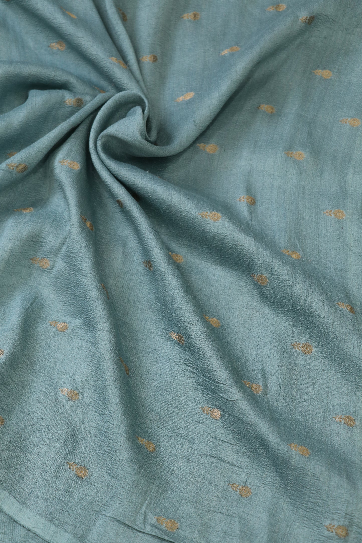 Gold Zari Motifs Woven On Pure Munga Tussar Fabric