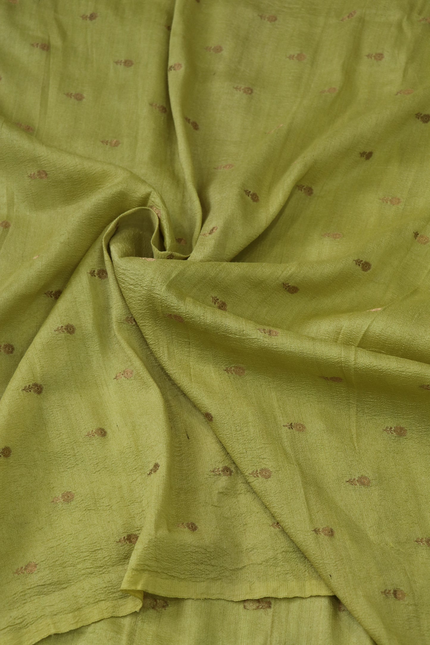 Gold Zari Motifs Woven On Pure Munga Tussar Fabric