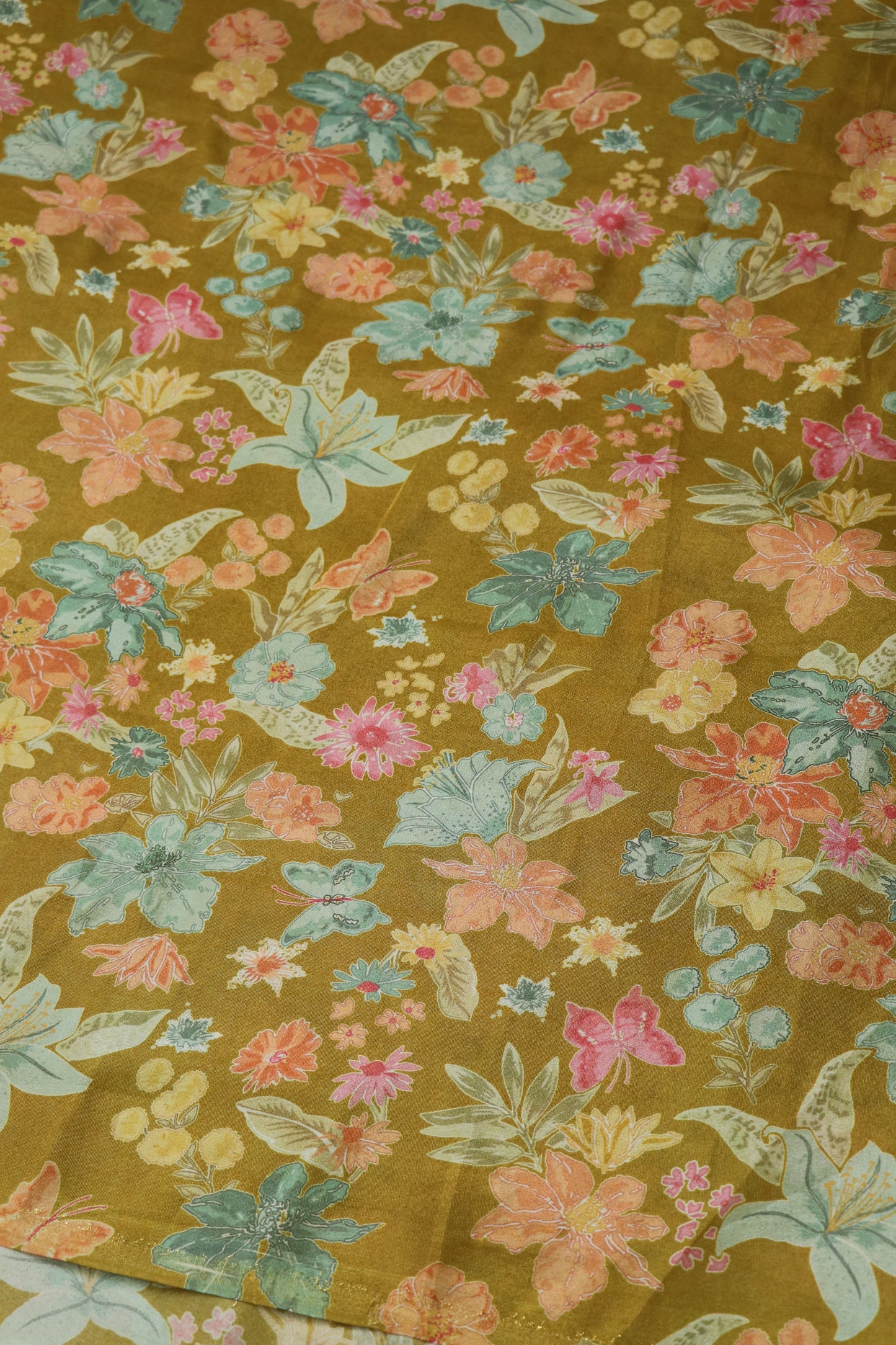 Floral Printed Uppada Tissue Fabric