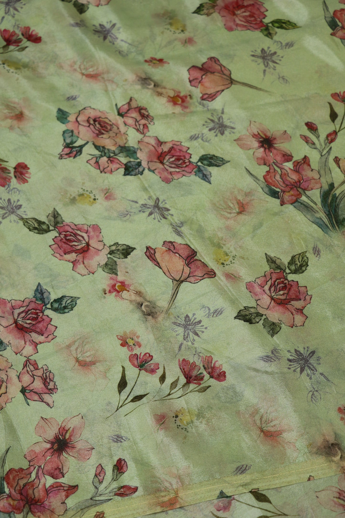 Floral Printed Uppada Tissue Fabric