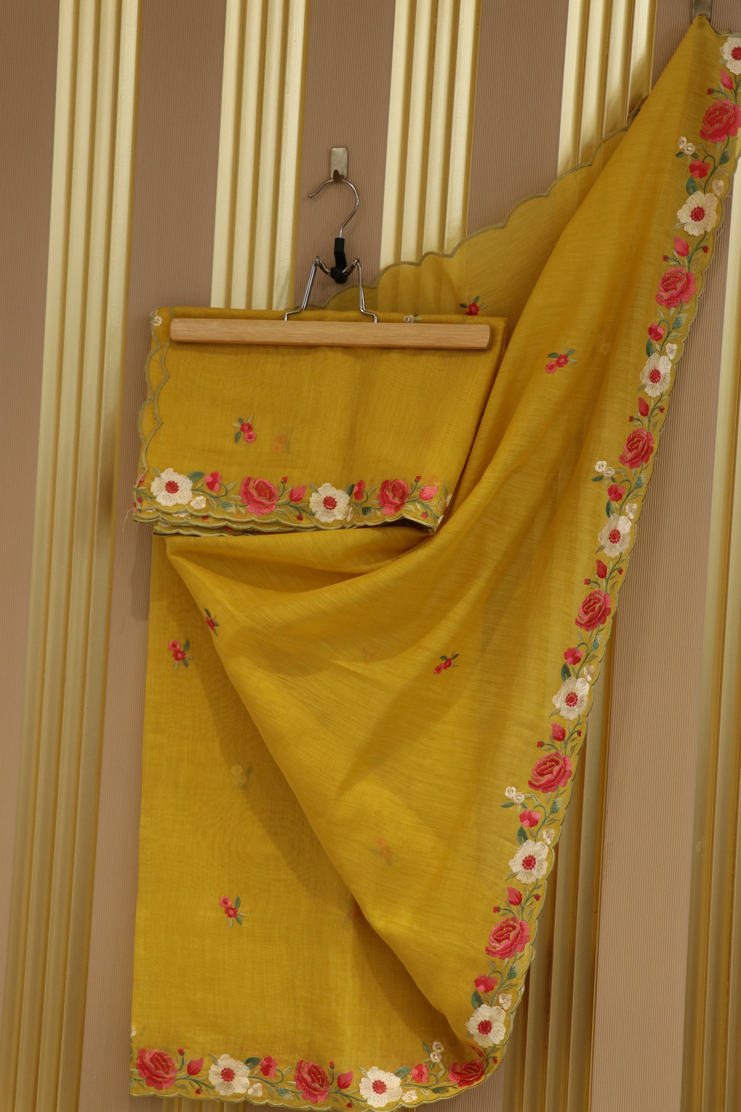 Pure mul chanderi multi thread embroidered dupattas