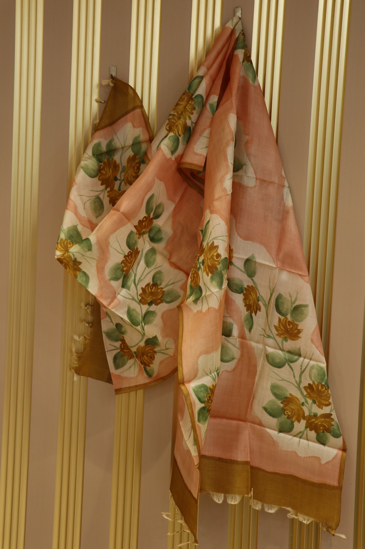 Pure hand painted tussar dupattas
