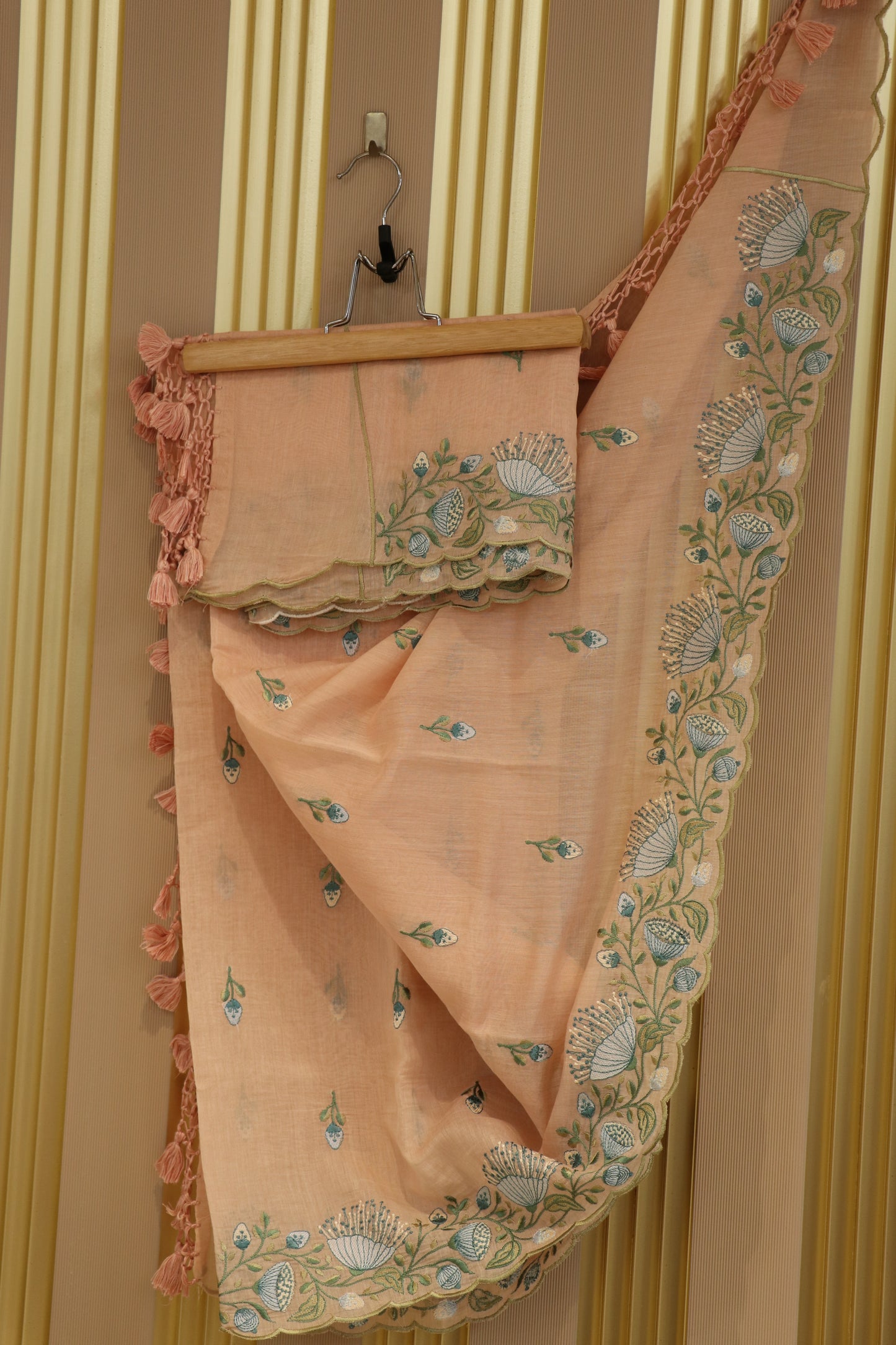 Pure mul chanderi multi thread embroidered dupattas