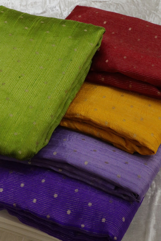 Zari Lines Weaved With Buta Motif Pure Raw Silk Fabric