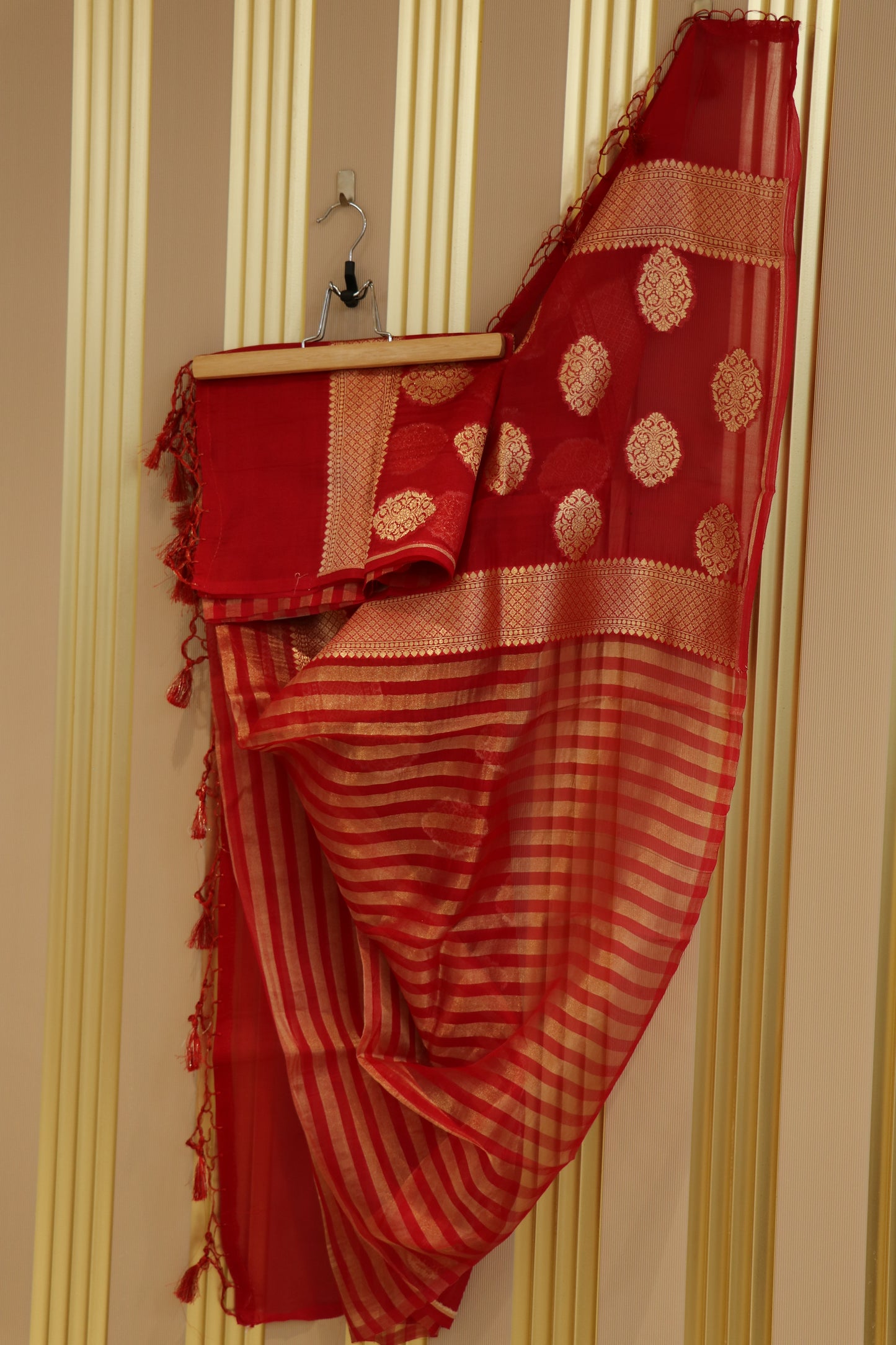 Pure organza banarasi zari stripes dupattas