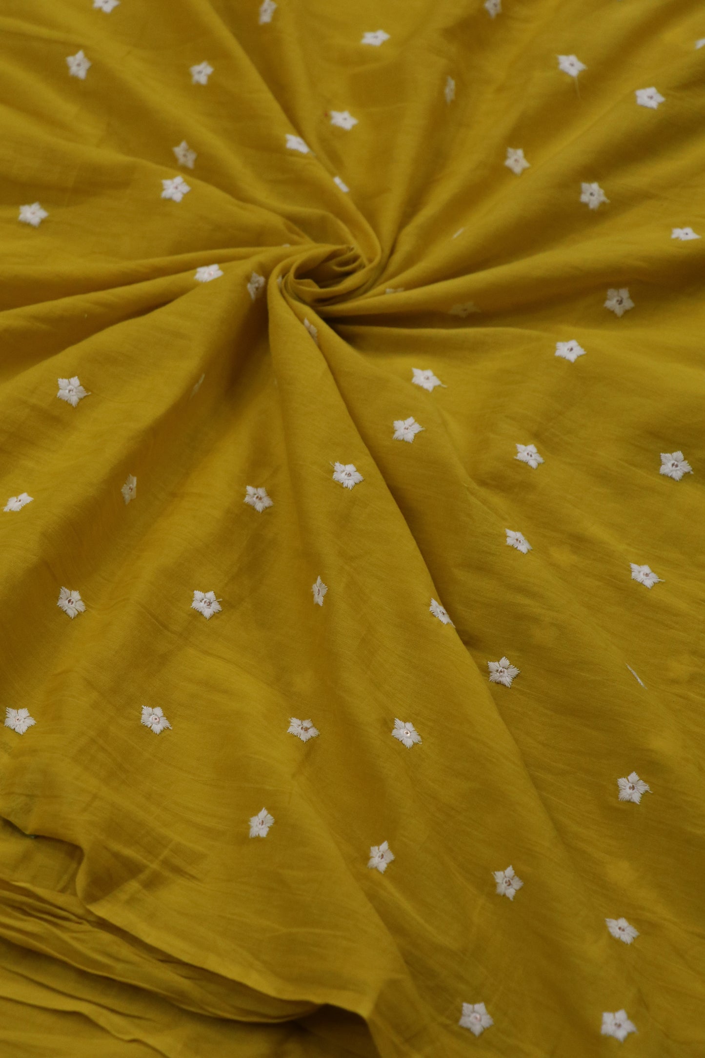 Miniature Flower Embroidered Mul Cotton Fabric