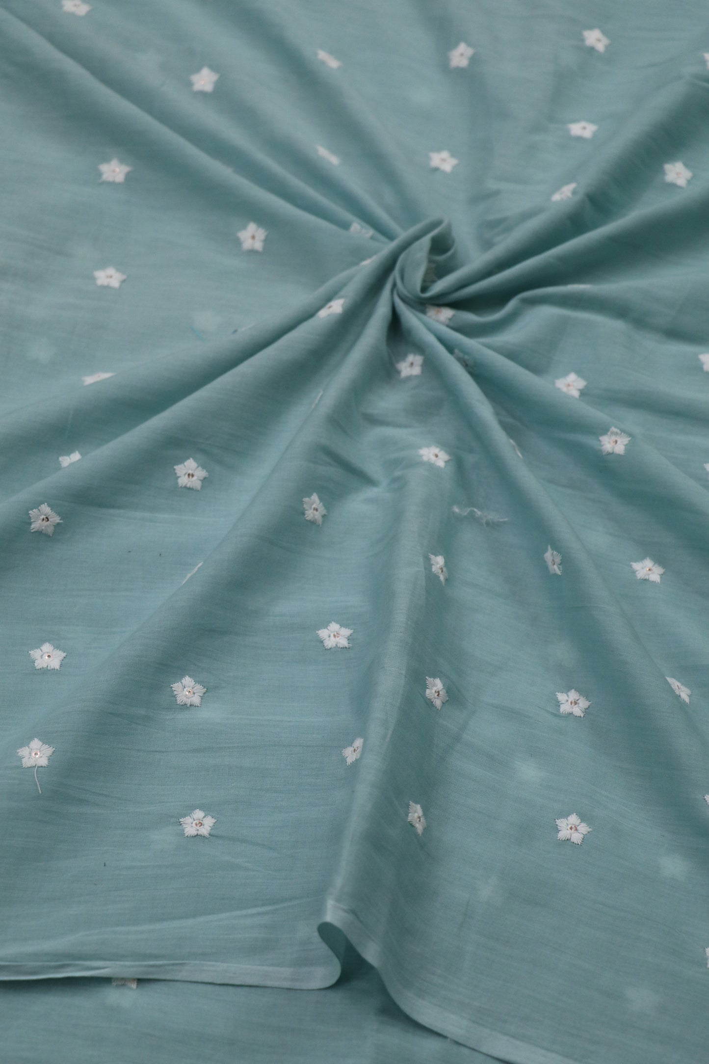 Miniature Flower Embroidered Mul Cotton Fabric