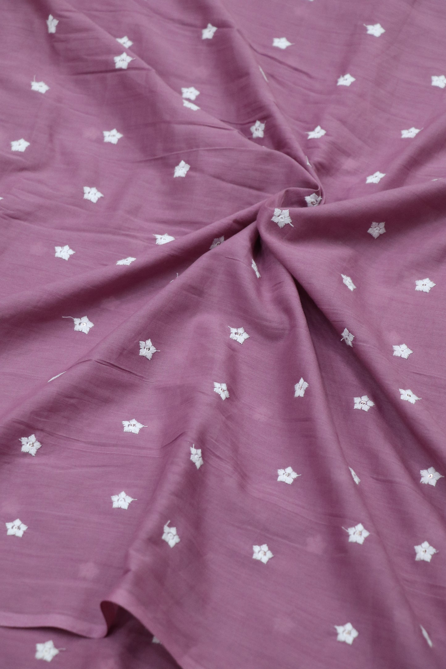 Miniature Flower Embroidered Mul Cotton Fabric