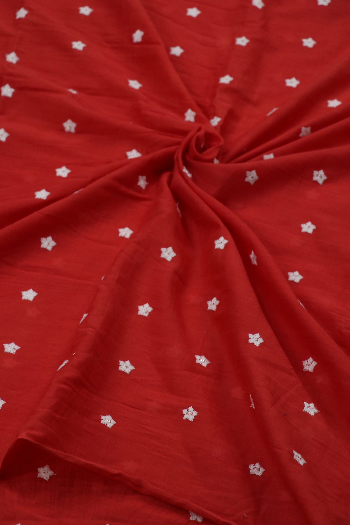 Miniature Flower Embroidered Mul Cotton Fabric