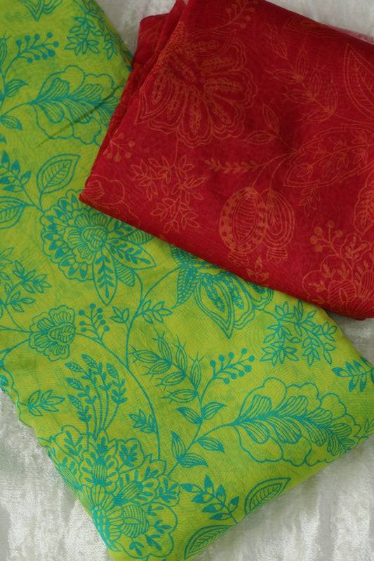 Floral Jaal Printed Mulchanderi Fabric