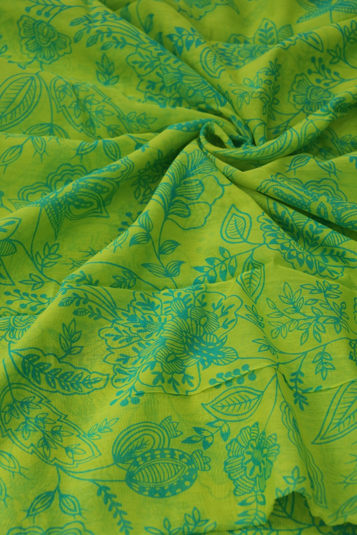 Floral Jaal Printed Mulchanderi Fabric