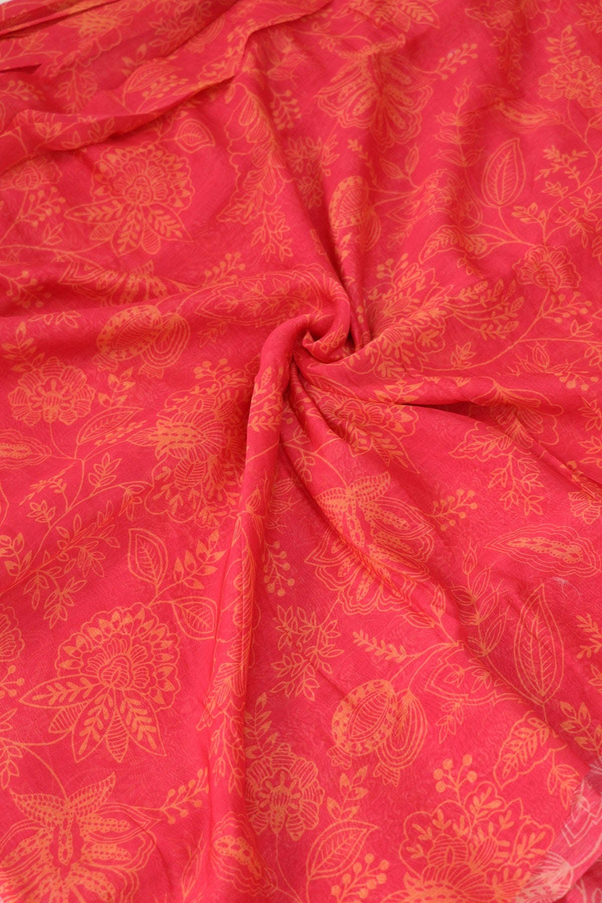 Floral Jaal Printed Mulchanderi Fabric