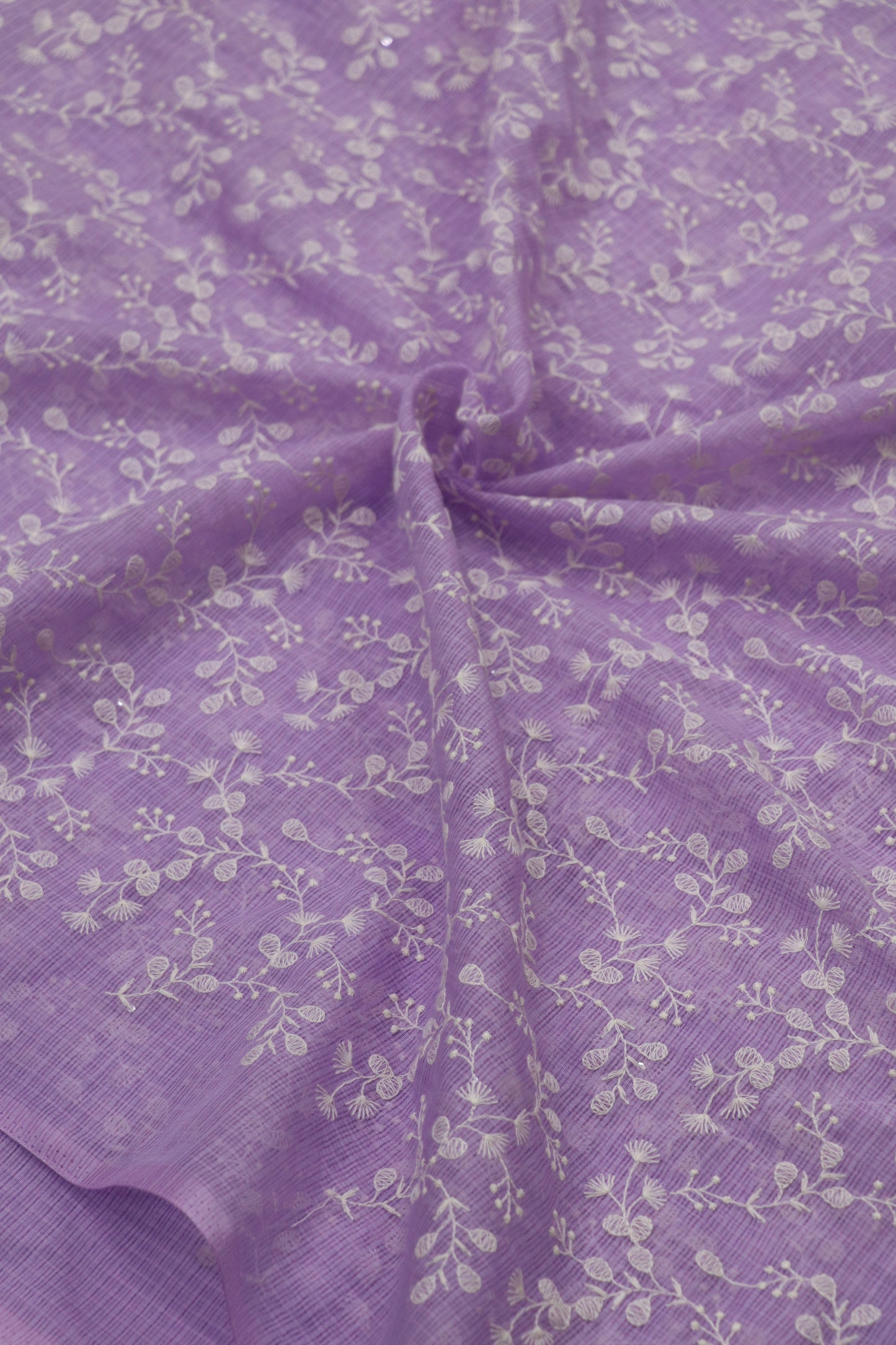 Small Intricated Embroidered Cotton Kota Fabric