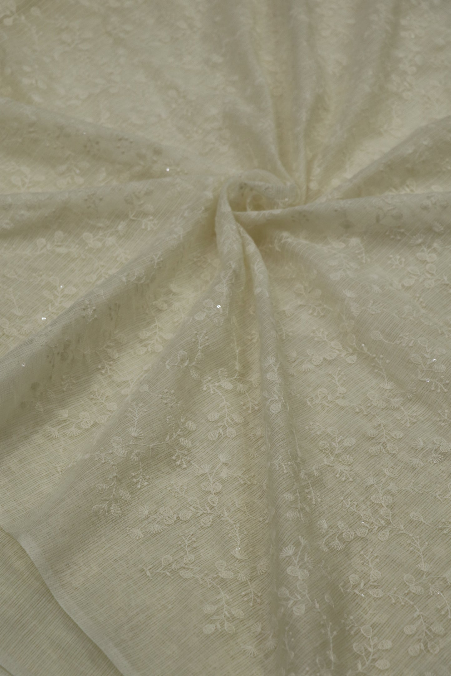 Small Intricated Embroidered Cotton Kota Fabric