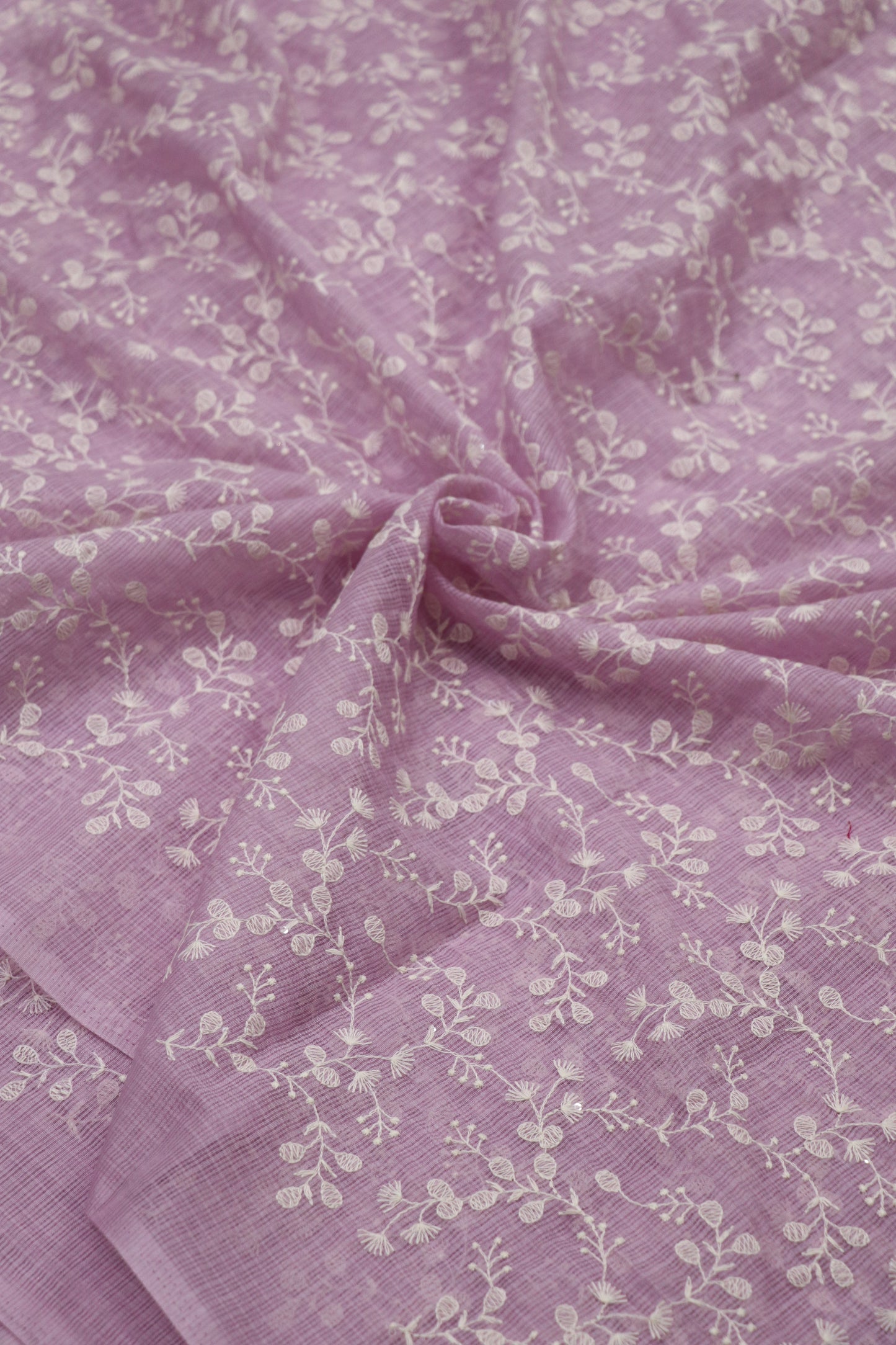 Small Intricated Embroidered Cotton Kota Fabric
