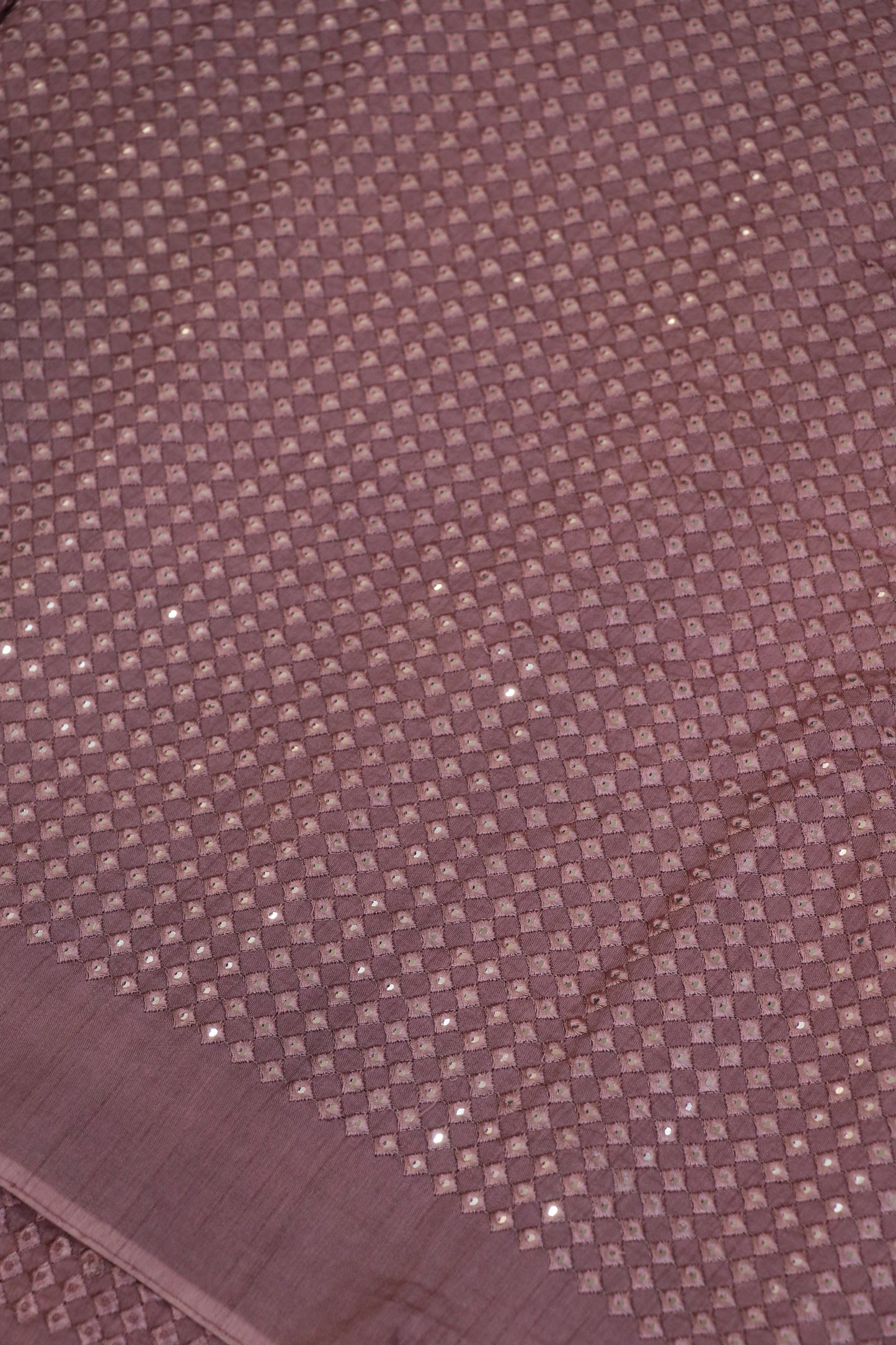 Diamond Shaped Mirrors With Self Thread Embroidery On Falling Rawsilk Fabric
