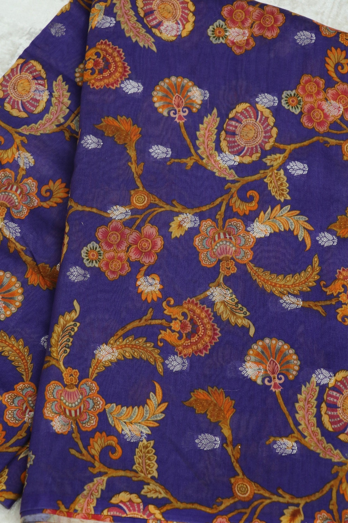 Pure  Chanderi Wild Floral Printed Woven Fabric