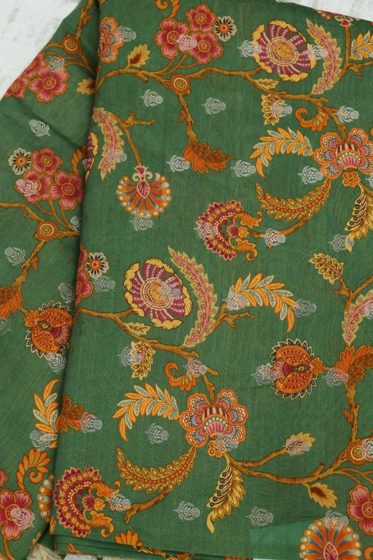 Pure  Chanderi Wild Floral Printed Woven Fabric