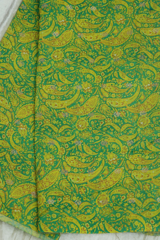 Pure Chanderi Paisley Dual Toned Printed Woven Fabric