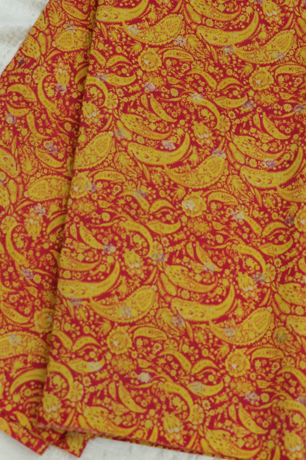 Pure Chanderi Paisley Dual Toned Printed Woven Fabric