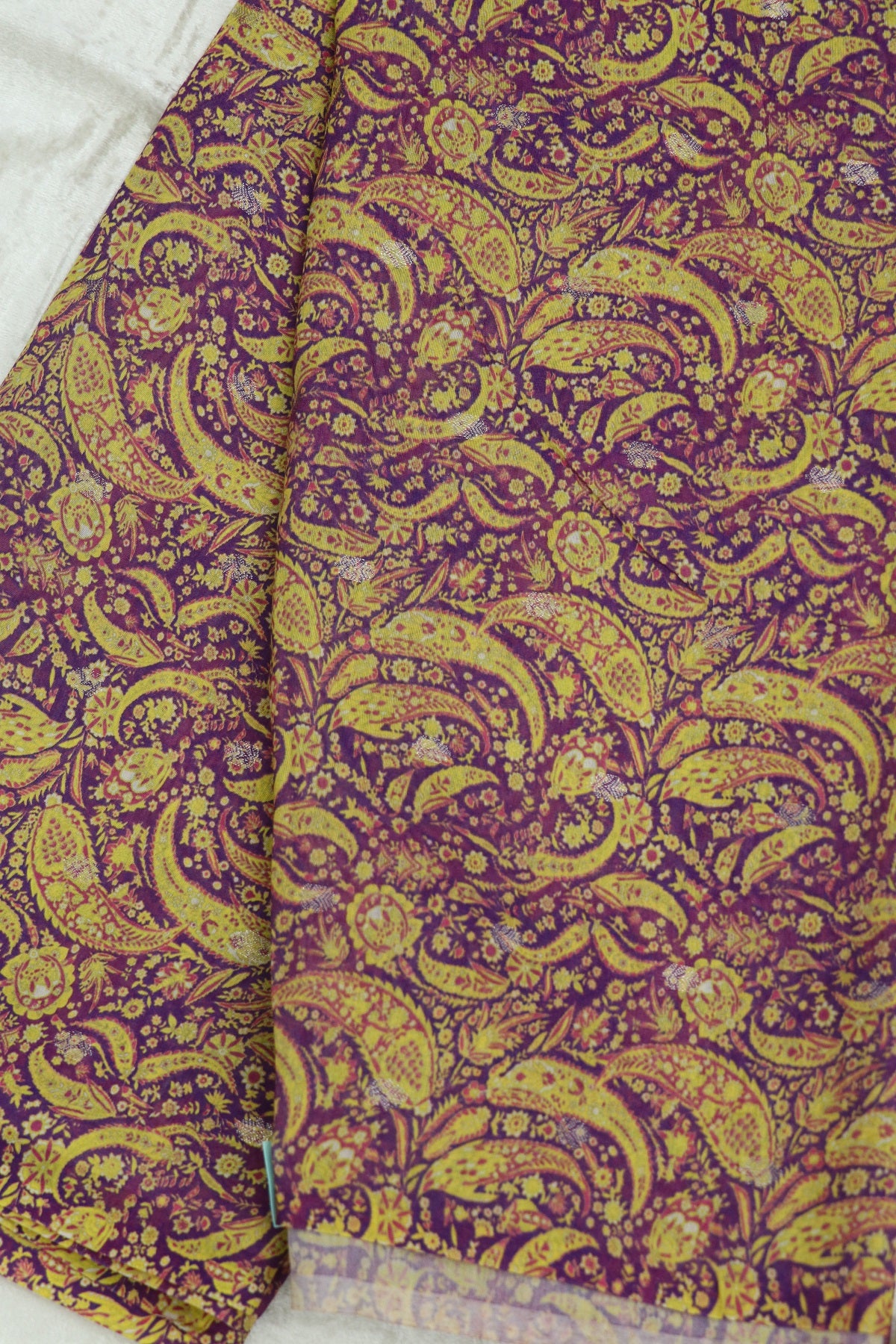 Pure Chanderi Paisley Dual Toned Printed Woven Fabric