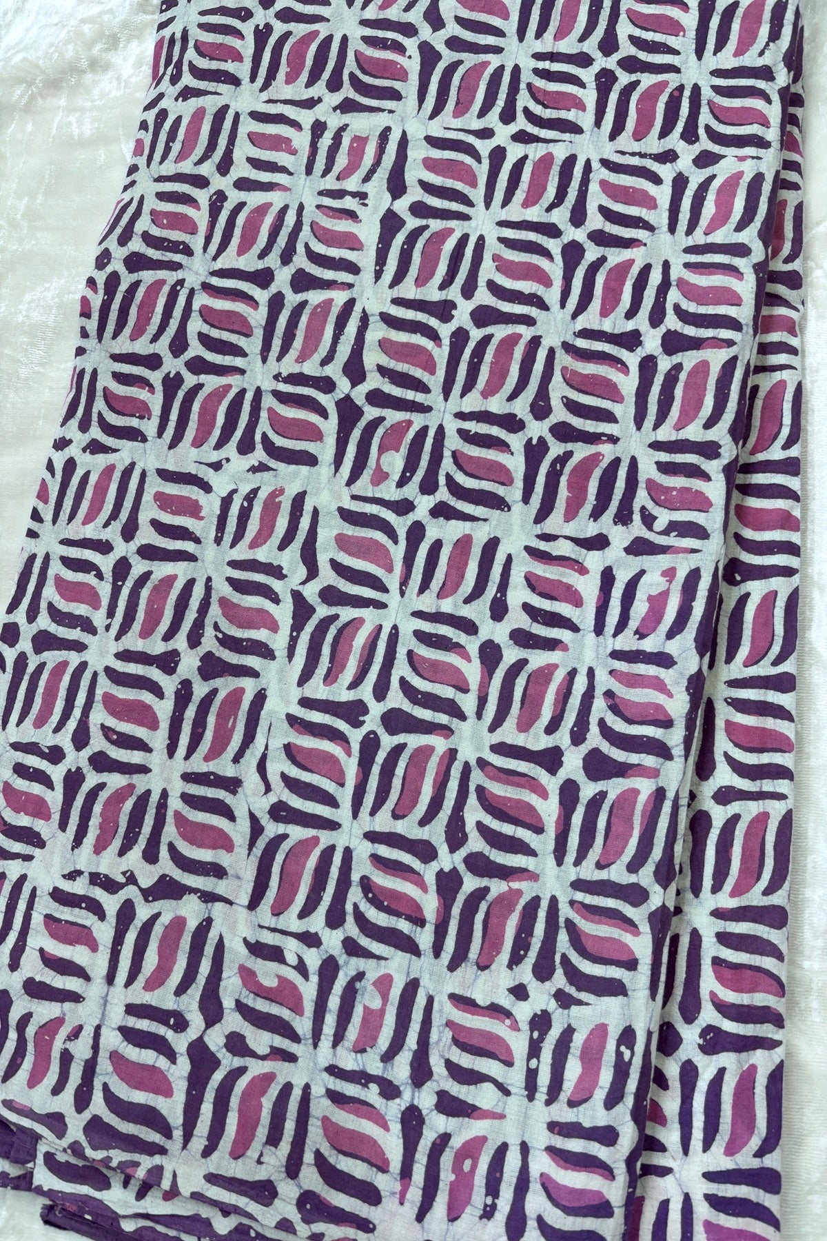 Geometric Patterned Hand Block Batik Printed Pure Cotton Fabric
