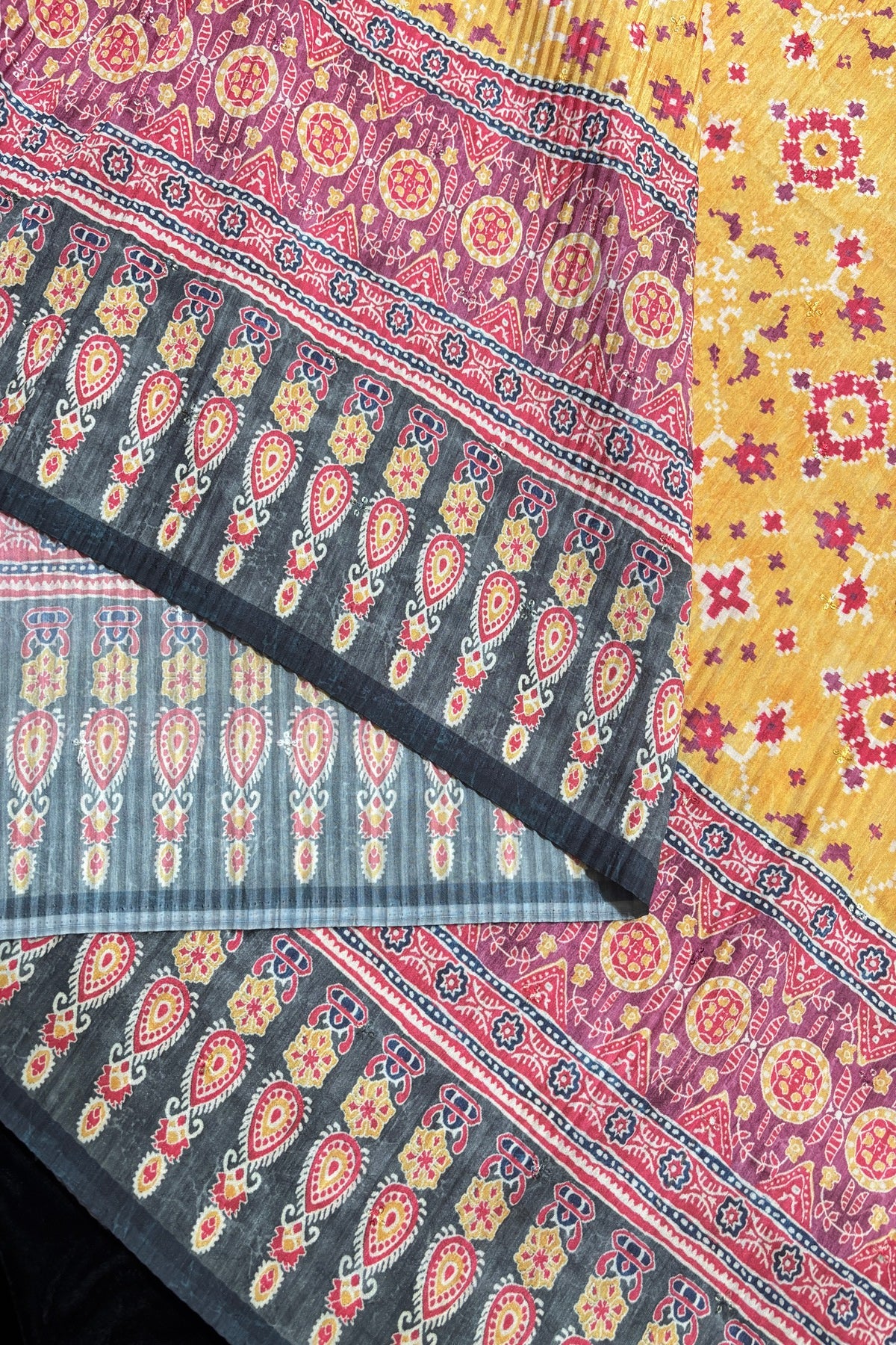 Ajrak Fusion Printed Crushed Chinon Fabric