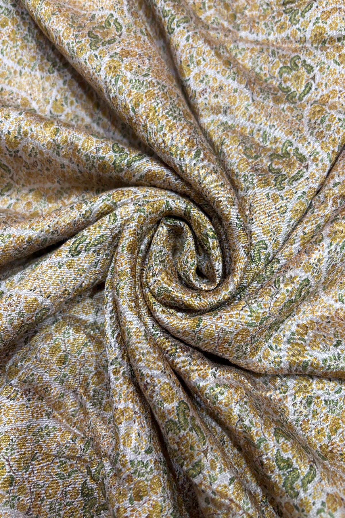 Paisley Motifs Inspired Printed Mogra Chanderi Fabric