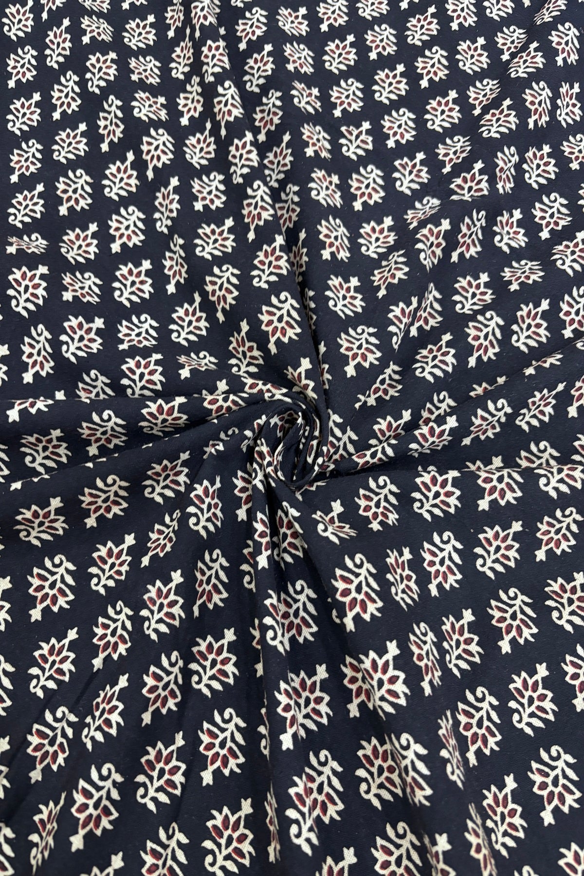 Floral Motif Theme Ajrak Printed Pure Cotton Fabric