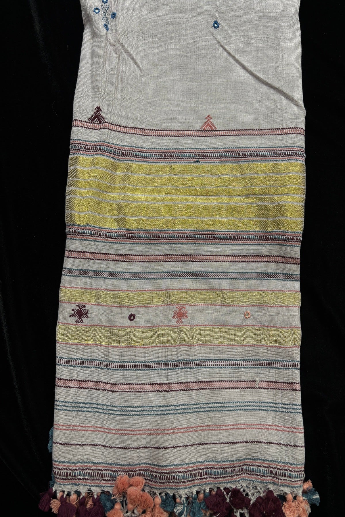Misty Lavander Mirror Worked Handwoven Pure Kala Cotton Bujodi Dupatta