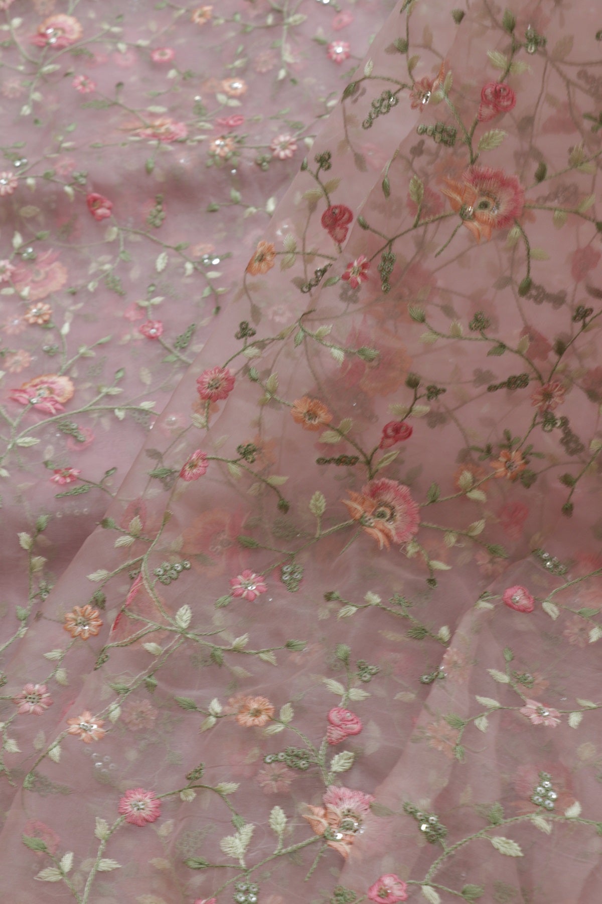 Pure Organzas with  Multi Thread Floral Embroidery