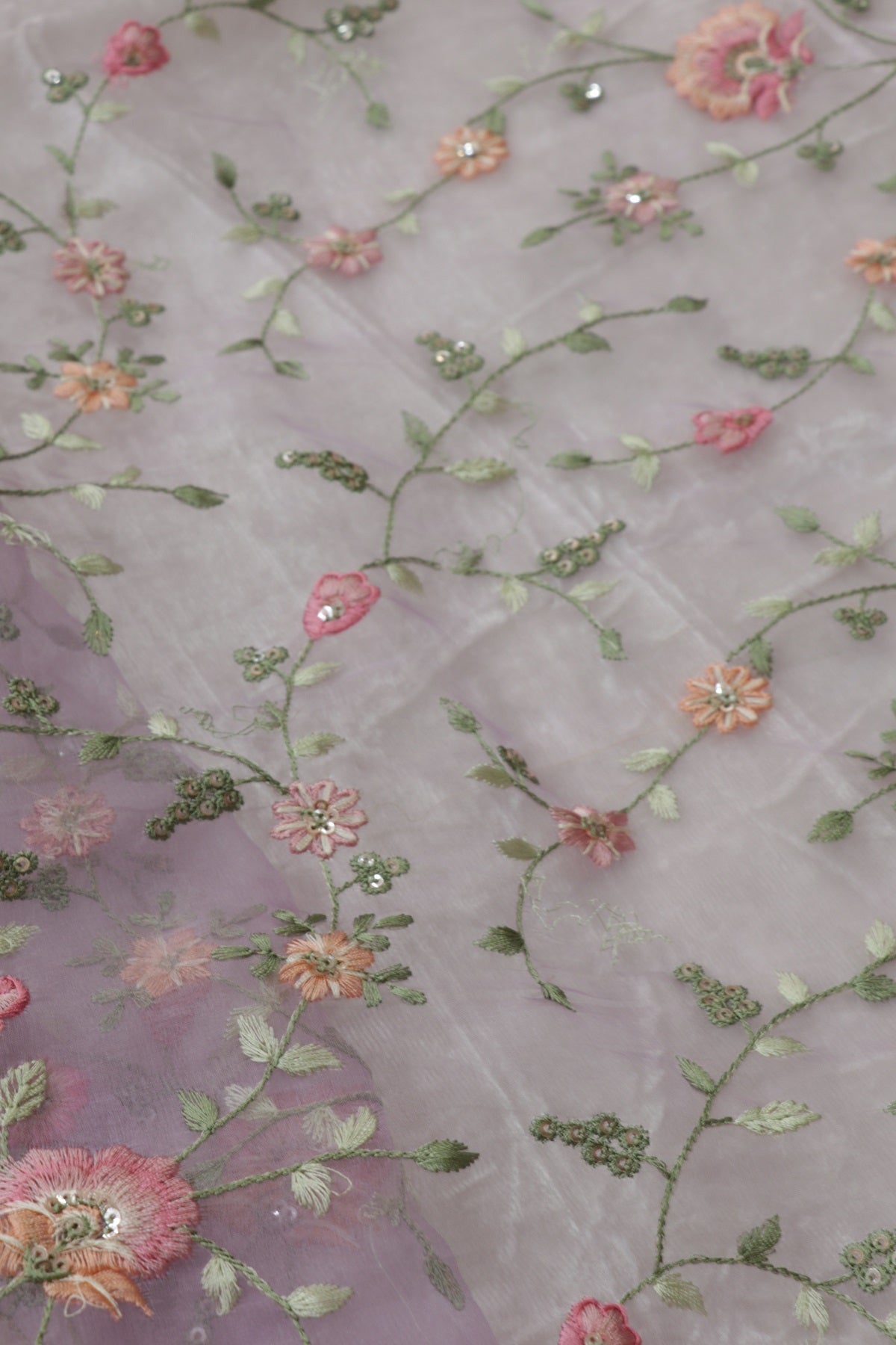 Pure Organzas with  Multi Thread Floral Embroidery