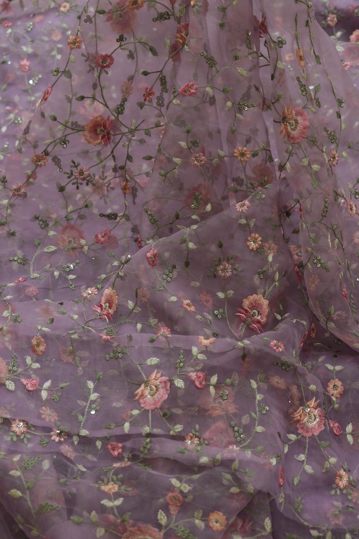 Pure Organzas with  Multi Thread Floral Embroidery