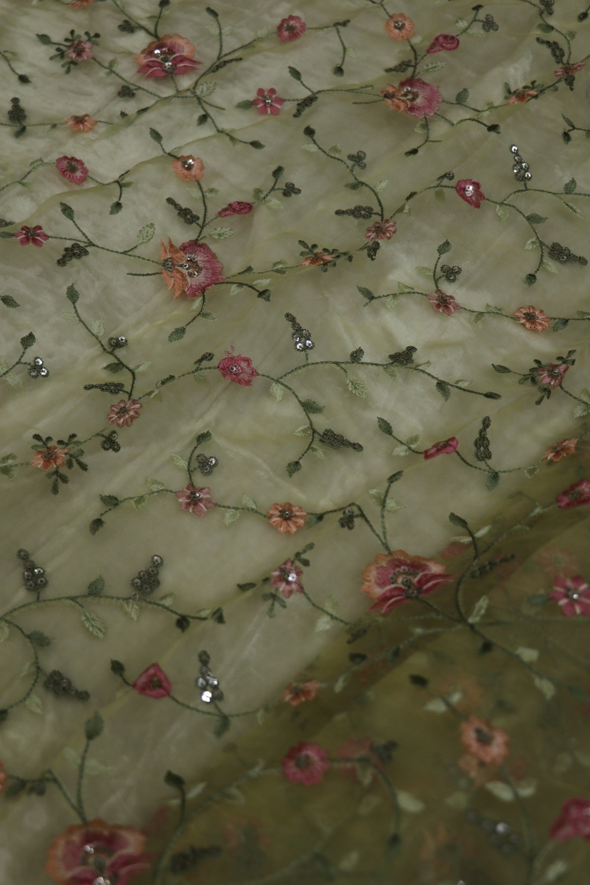 Pure Organzas with  Multi Thread Floral Embroidery